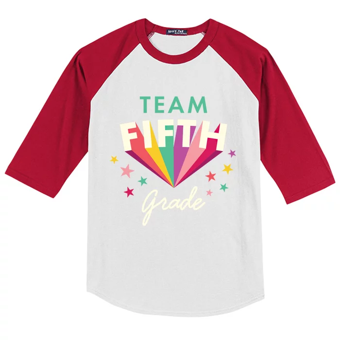 Team 5Th Fifth Grade Teacher Back To School Top Gift Kids Colorblock Raglan Jersey