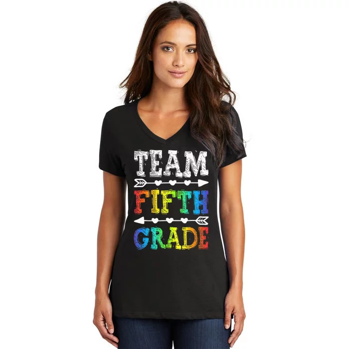 Team 5th Grade Teacher Back To School Women's V-Neck T-Shirt