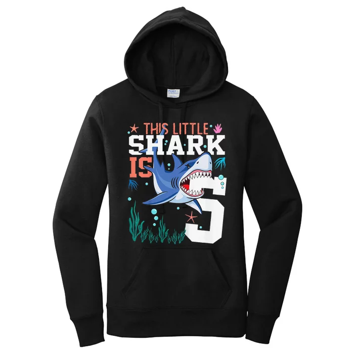 Turning 5 Year Old Birthday Gift Shark 5th Bday Women's Pullover Hoodie