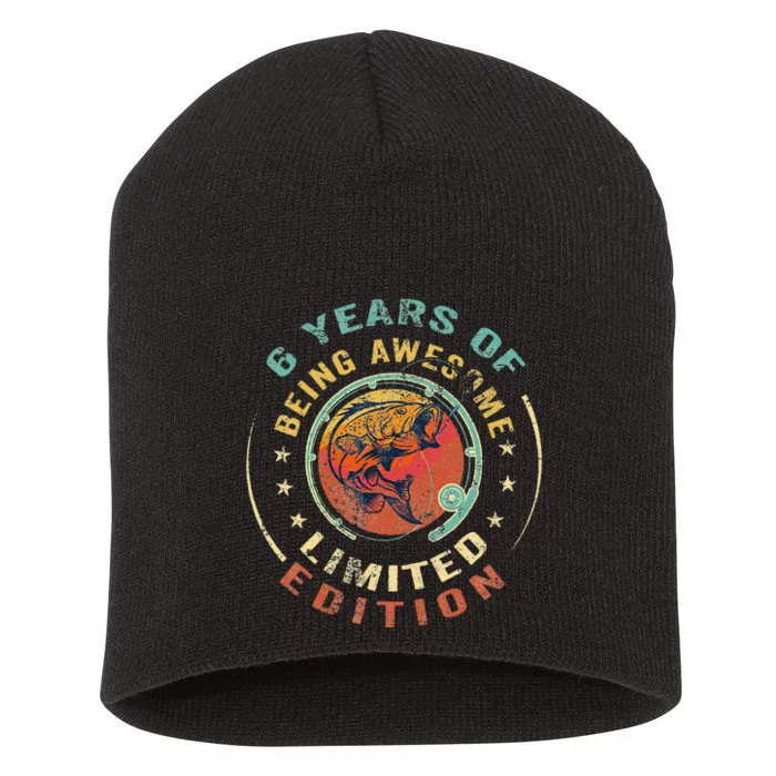 Turning 6 6 Year Old Birthday 6th Birthday Fishing Short Acrylic Beanie