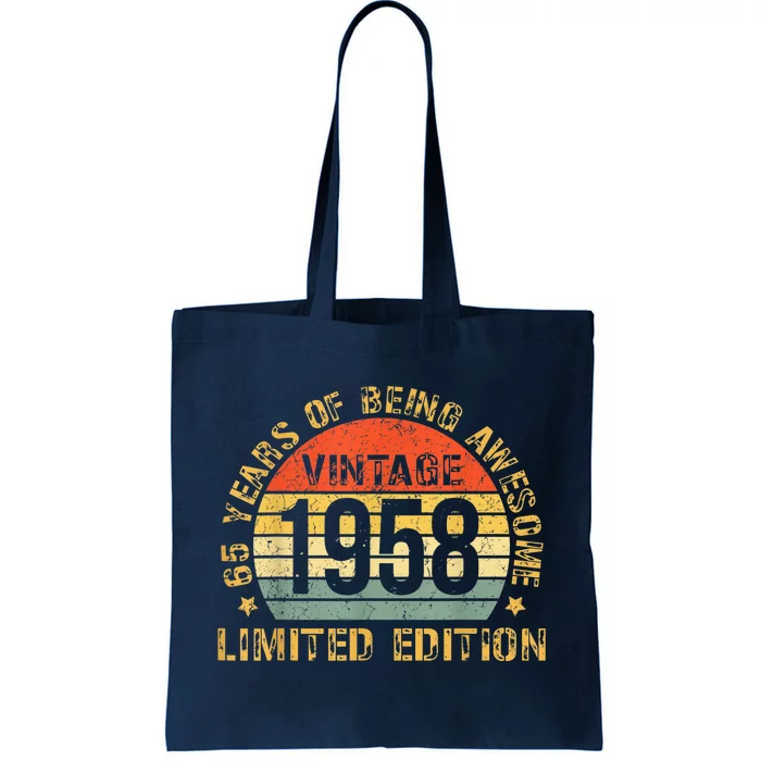 Turning 65 Birthday Decorations  65th BDay 1958 Birthday Tote Bag