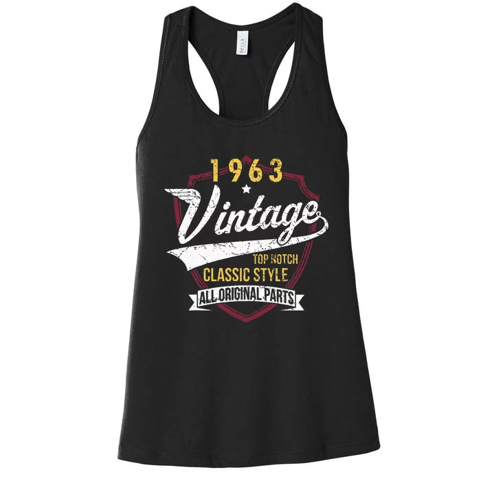 Turning 60 Birthday Decorations 60th Bday 1963 Birthday Women's Racerback Tank