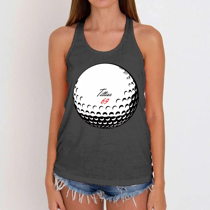 Titties 69 - Funny Golf Ball Women's Knotted Racerback Tank