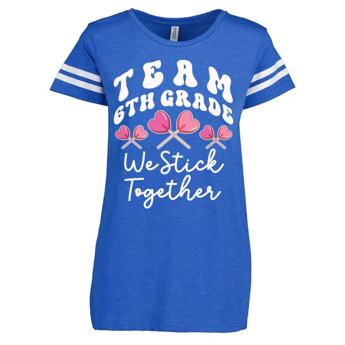 Team 6th Grade We Stick Together Sixth Teacher Heart Sucker Meaningful Gift Enza Ladies Jersey Football T-Shirt