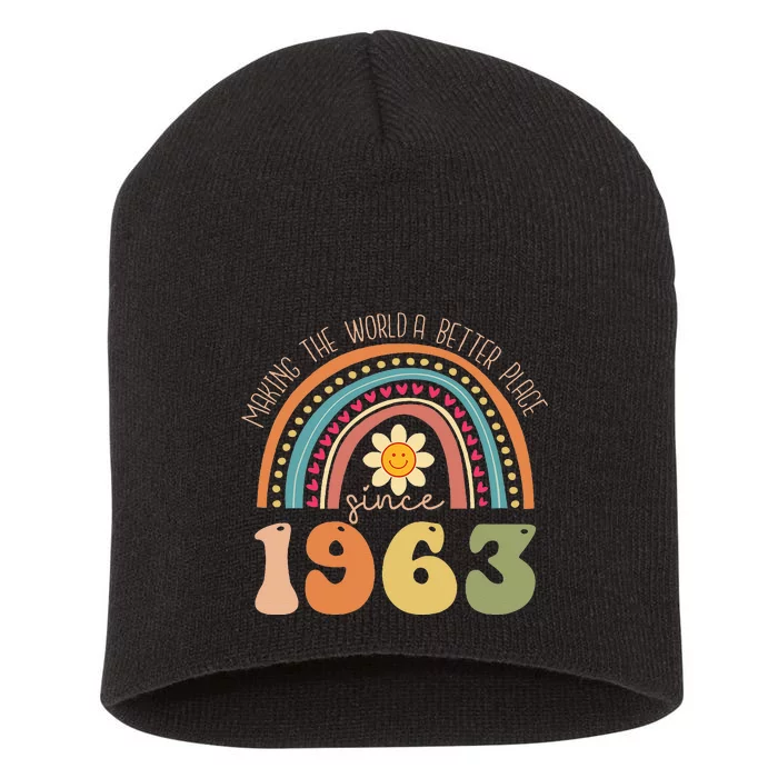 Turning 60 Retro 1963 60th birthday Short Acrylic Beanie