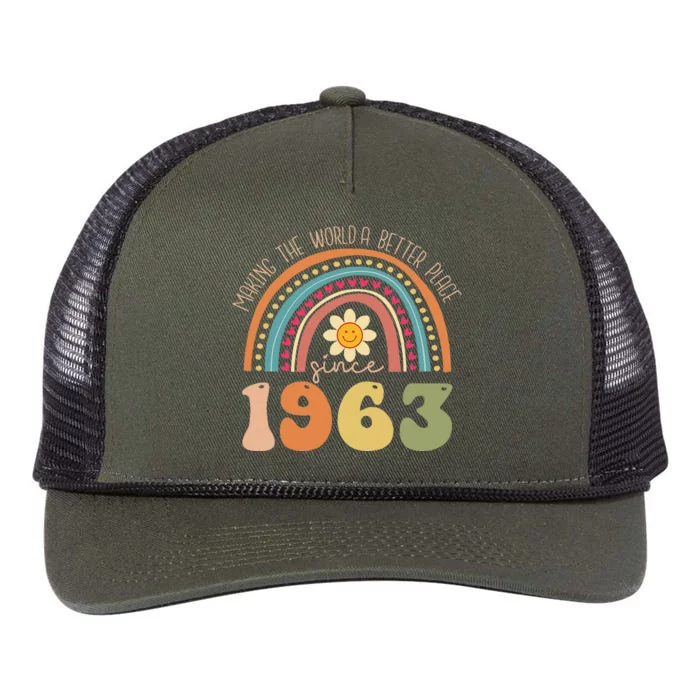 Turning 60 Retro 1963 60th Birthday For Women Retro Rope Trucker Hat Cap