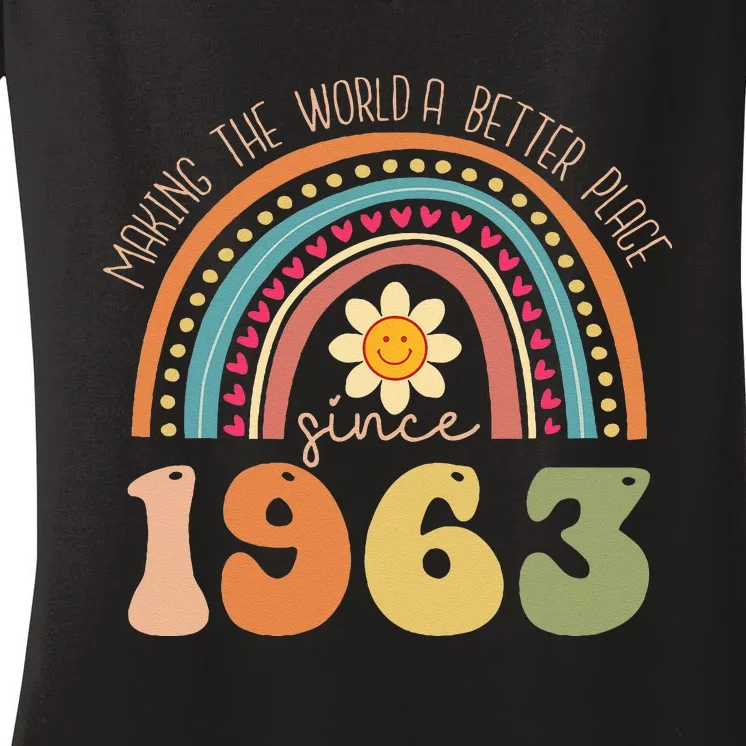 Turning 60 Retro 1963 60th birthday for Women's V-Neck T-Shirt