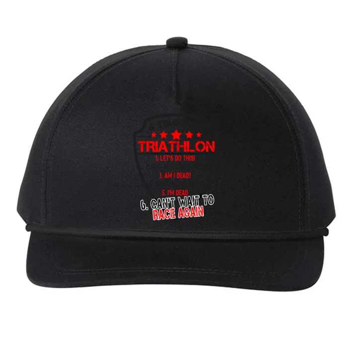 Triathlon 6 Stages Funny Triathlete First Race Gift Dad Mom Gift Snapback Five-Panel Rope Hat