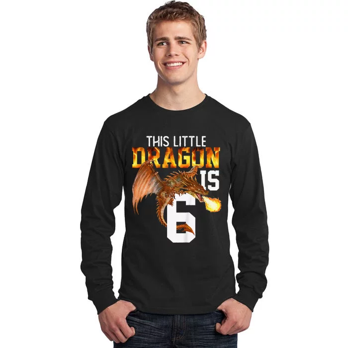 Turning 6 Year Old Birthday Gift Dragon 6th Bday Tall Long Sleeve T-Shirt