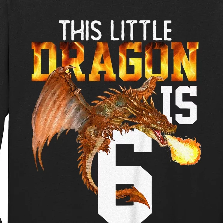 Turning 6 Year Old Birthday Gift Dragon 6th Bday Tall Long Sleeve T-Shirt