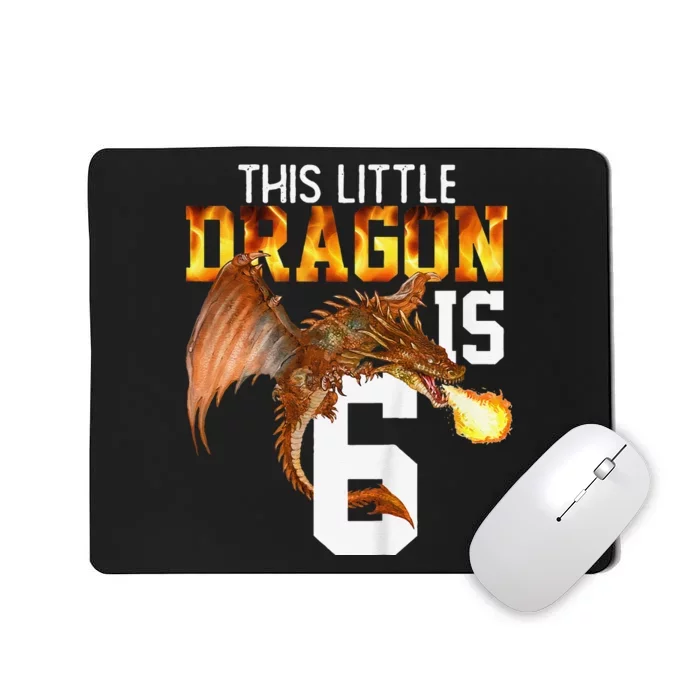 Turning 6 Year Old Birthday Gift Dragon 6th Bday Mousepad