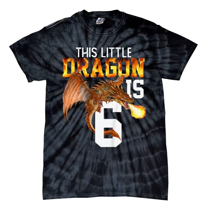 Turning 6 Year Old Birthday Gift Dragon 6th Bday Tie-Dye T-Shirt