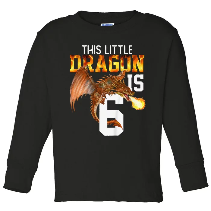 Turning 6 Year Old Birthday Gift Dragon 6th Bday Toddler Long Sleeve Shirt