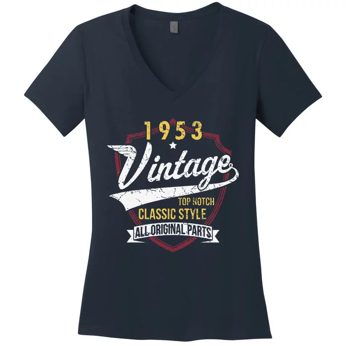 Turning 70 Birthday Decorations 70th BDay 1953 Birthday Cute Women's V-Neck T-Shirt