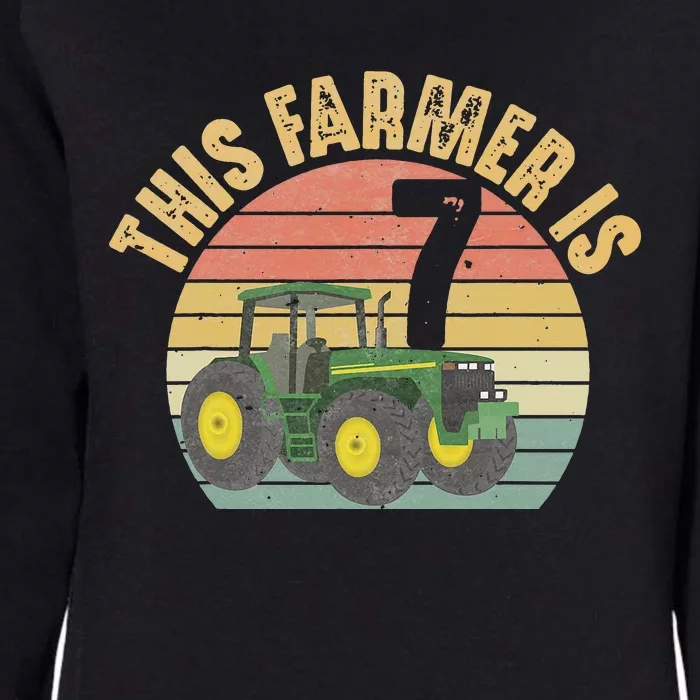 Tractor 7th Birthday 7 Year Old Farmer Farm Theme Bday Party Womens California Wash Sweatshirt