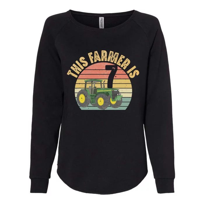 Tractor 7th Birthday 7 Year Old Farmer Farm Theme Bday Party Womens California Wash Sweatshirt