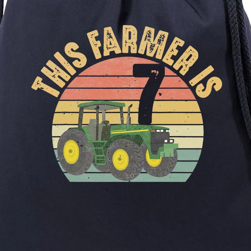 Tractor 7th Birthday 7 Year Old Farmer Farm Theme Bday Party Drawstring Bag