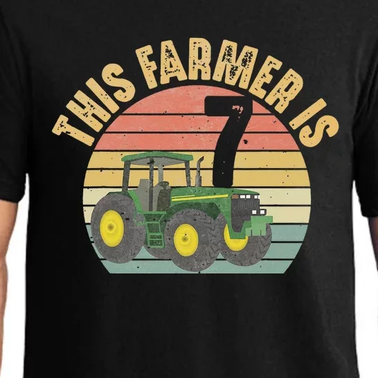 Tractor 7th Birthday 7 Year Old Farmer Farm Theme Bday Party Pajama Set