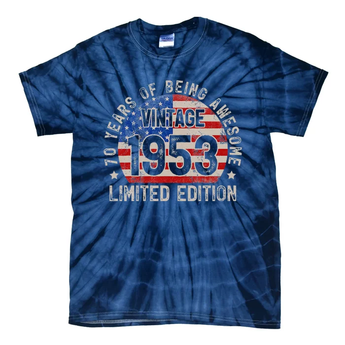 Turning 70 Vintage 1953 BDay 70th Birthday 70 Years Old Tie-Dye T-Shirt