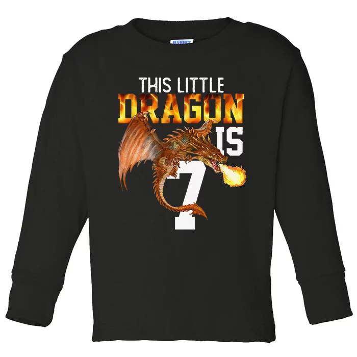 Turning 7 Year Old Birthday Gift Dragon 7th Bday Premium Toddler Long Sleeve Shirt