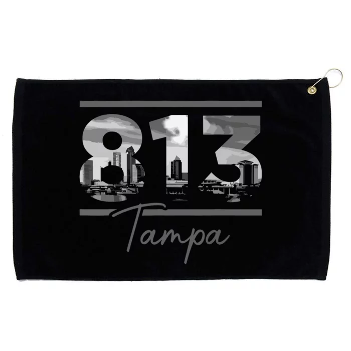 Tampa 813 Area Code Skyline Florida Vintage Grommeted Golf Towel