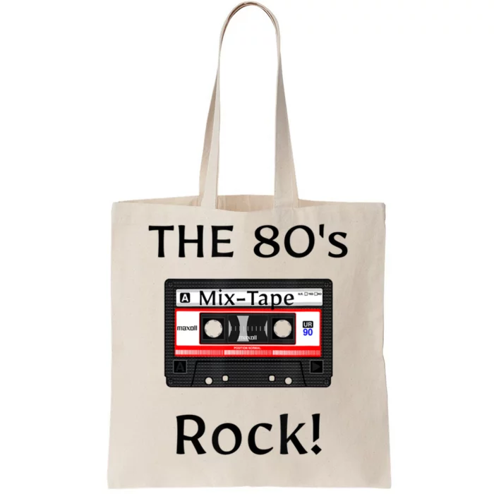 The 80's Rock ! Cassette Tape Black Print Gift Tote Bag