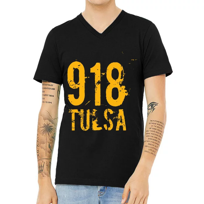 Tulsa 918 Area Code Oklahoma V-Neck T-Shirt