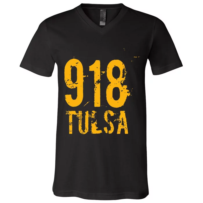 Tulsa 918 Area Code Oklahoma V-Neck T-Shirt