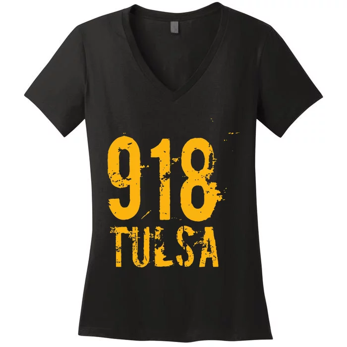 Tulsa 918 Area Code Oklahoma Women's V-Neck T-Shirt