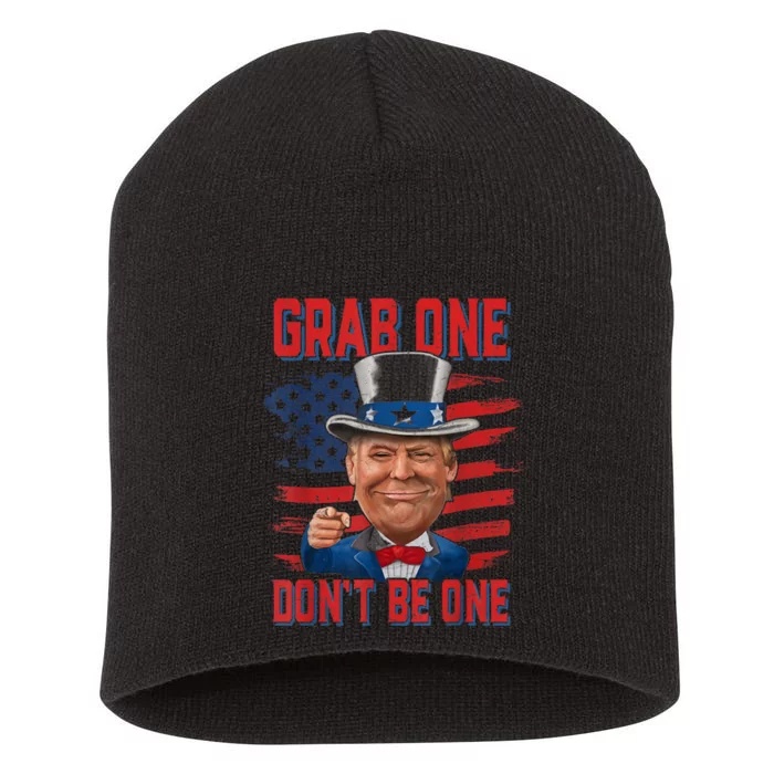 Trump American 4th Of July Grab One Dont Be One Uncle Short Acrylic Beanie