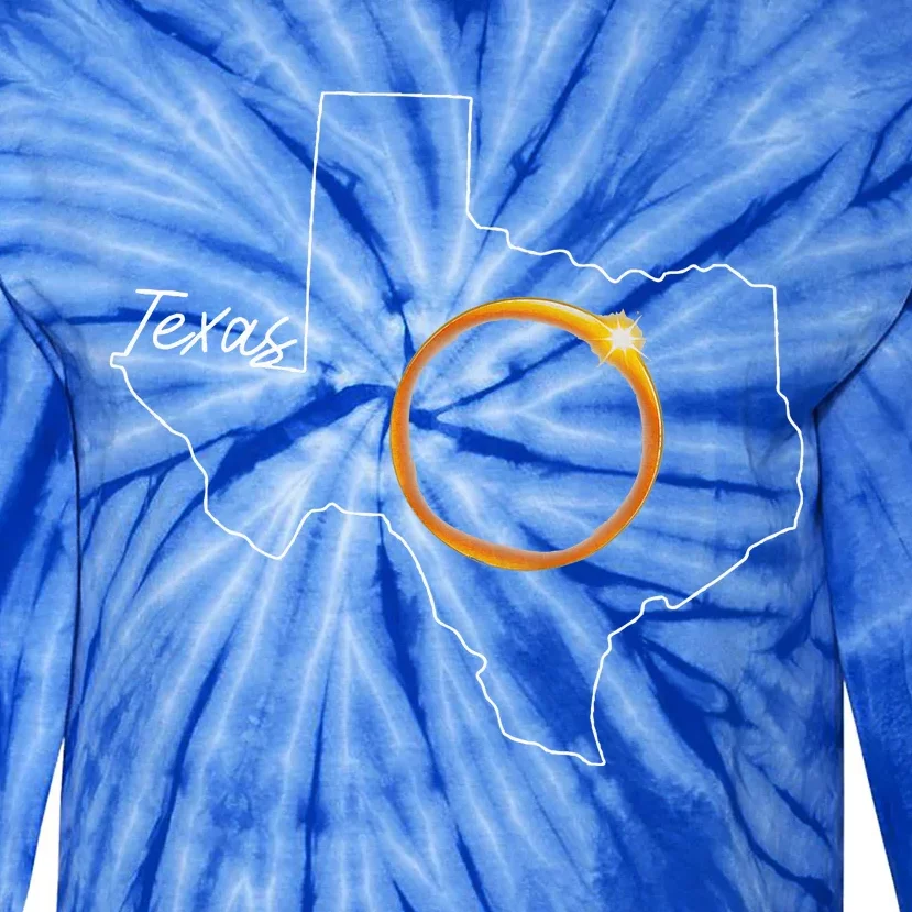 Texas April 8 Total Solar Eclipse Usa Map Totality Tie-Dye Long Sleeve Shirt