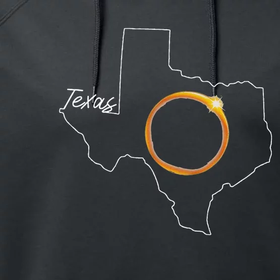 Texas April 8 Total Solar Eclipse Usa Map Totality Performance Fleece Hoodie