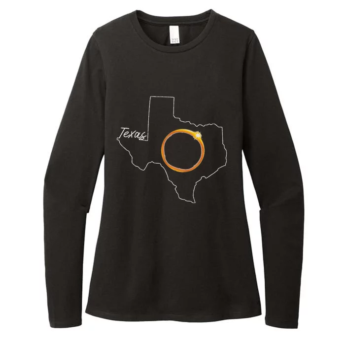 Texas April 8 Total Solar Eclipse Usa Map Totality Womens CVC Long Sleeve Shirt