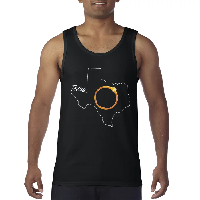 Texas April 8 Total Solar Eclipse Usa Map Totality Tank Top