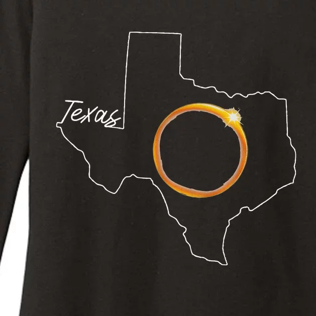 Texas April 8 Total Solar Eclipse Usa Map Totality Womens CVC Long Sleeve Shirt