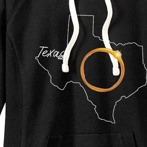 Texas April 8 Total Solar Eclipse Usa Map Totality Women's Fleece Hoodie