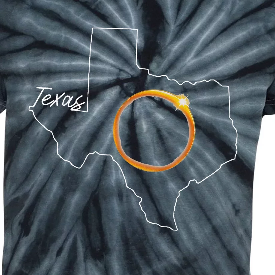 Texas April 8 Total Solar Eclipse Usa Map Totality Kids Tie-Dye T-Shirt