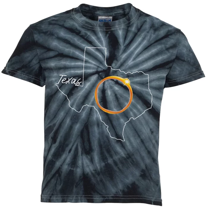 Texas April 8 Total Solar Eclipse Usa Map Totality Kids Tie-Dye T-Shirt