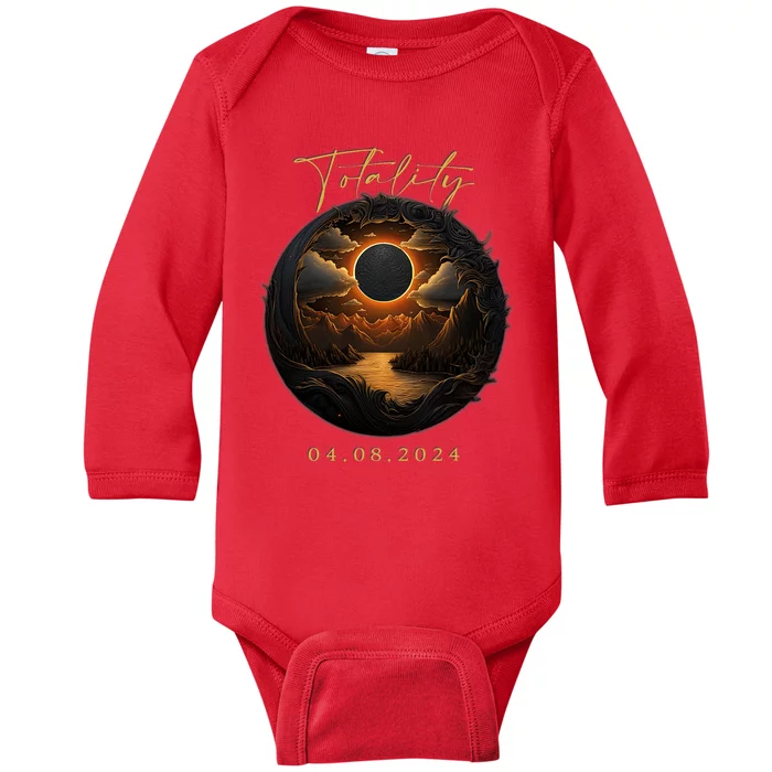 Totality April 8 2024 Total Solar Eclipse America Baby Long Sleeve Bodysuit