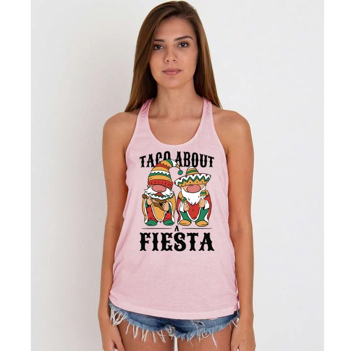 Taco About A Fiesta Gnomes Women's Knotted Racerback Tank