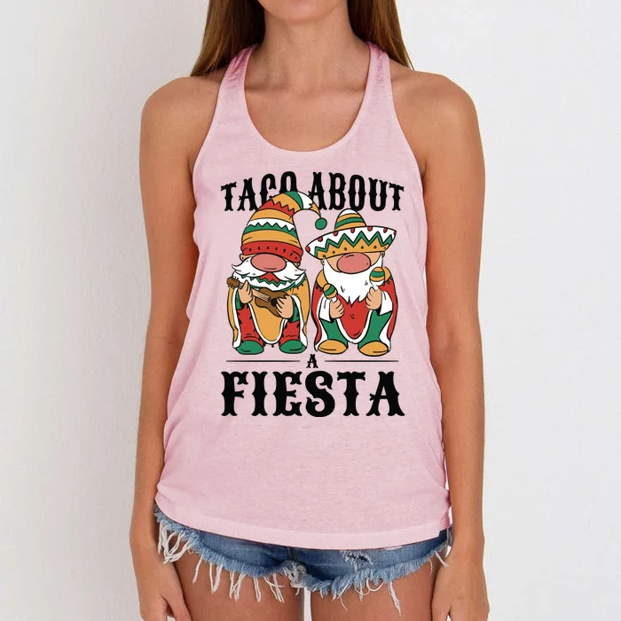 Taco About A Fiesta Gnomes Women's Knotted Racerback Tank