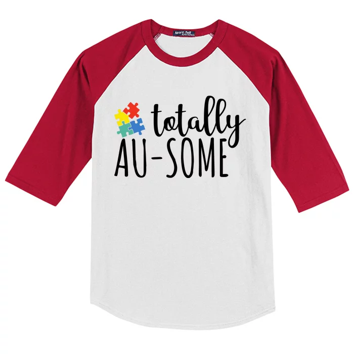 Totally Awesome Autism Awareness Kids Colorblock Raglan Jersey