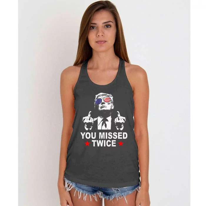 Trump Assassination Attempt Trump 2024 You Missed Twice Women's Knotted Racerback Tank