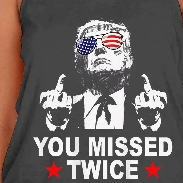 Trump Assassination Attempt Trump 2024 You Missed Twice Women's Knotted Racerback Tank