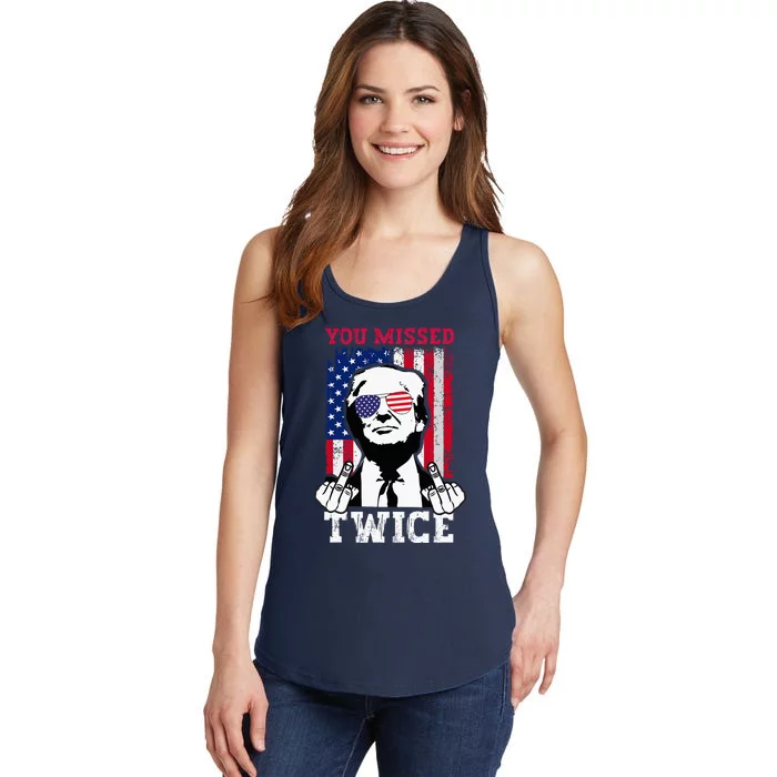 Trump Assassination Attempt Trump 2024 You Missed Twice Ladies Essential Tank