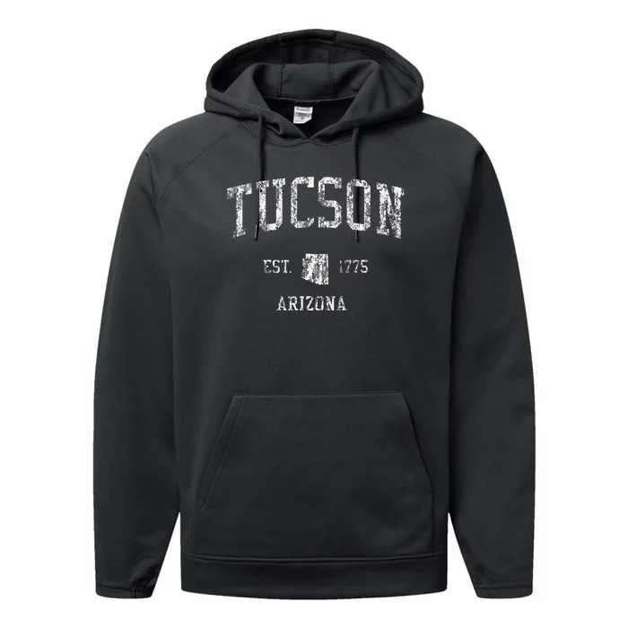 Tucson Arizona AZ Vintage Sports Design Retro Performance Fleece Hoodie