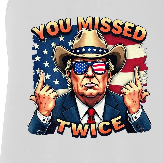 Trump Assassination Attempt Trump 2024 You Missed Twice Women's Racerback Tank