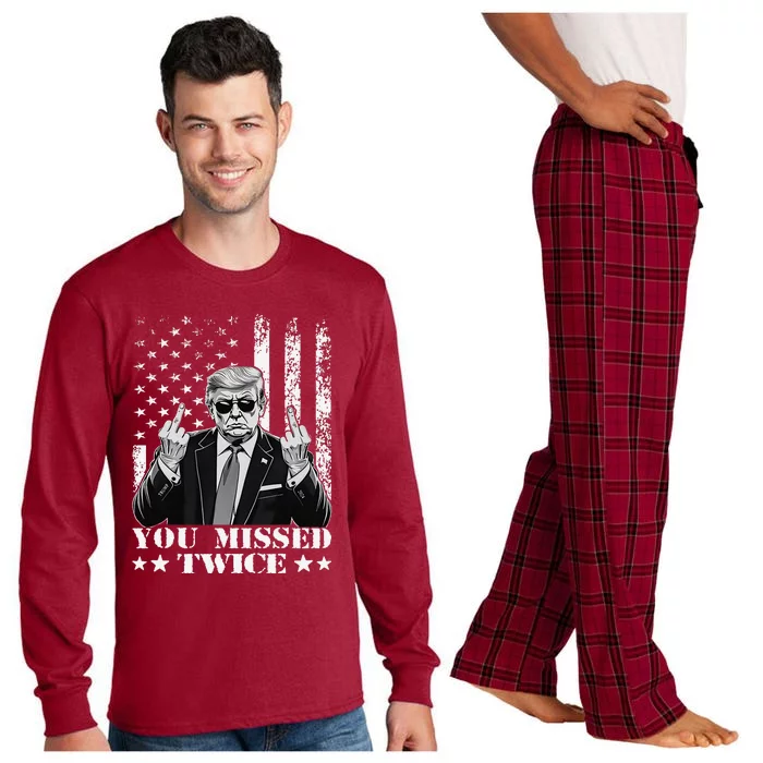 Trump Assassination Attempt Trump 2024 You Missed Twice Long Sleeve Pajama Set