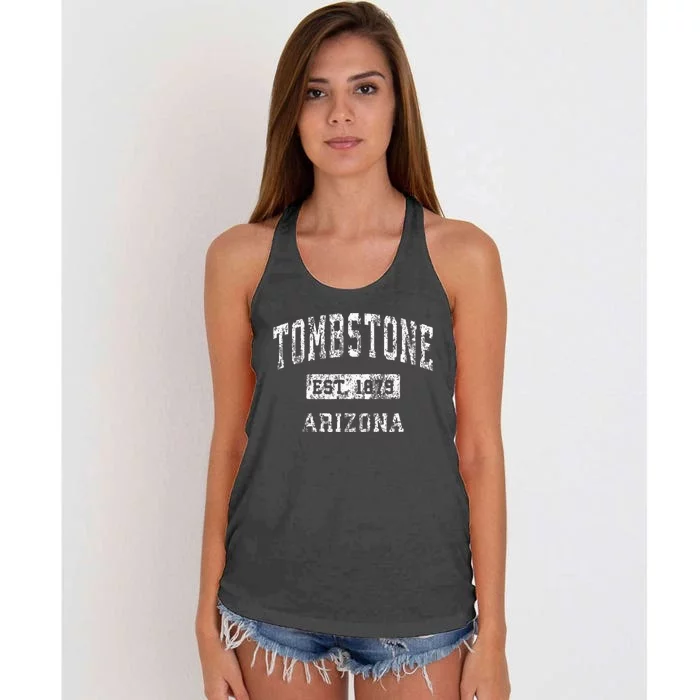 Tombstone Arizona Az Vintage Established Sports Women's Knotted Racerback Tank