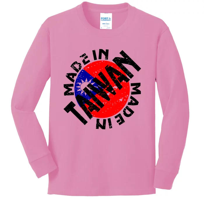 Taiwanese American Asian Heritage Roc Taiwan Flag Art Gift Funny Gift Kids Long Sleeve Shirt